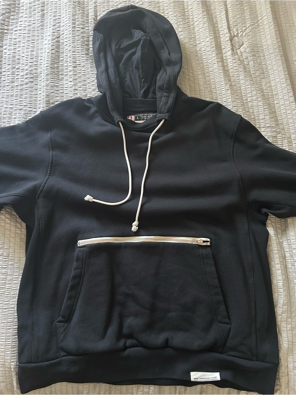 NBA Warriors Black Hoodie with White Drawstrings